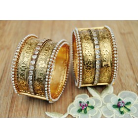 Heavy Etched Gold Shaadi Kada